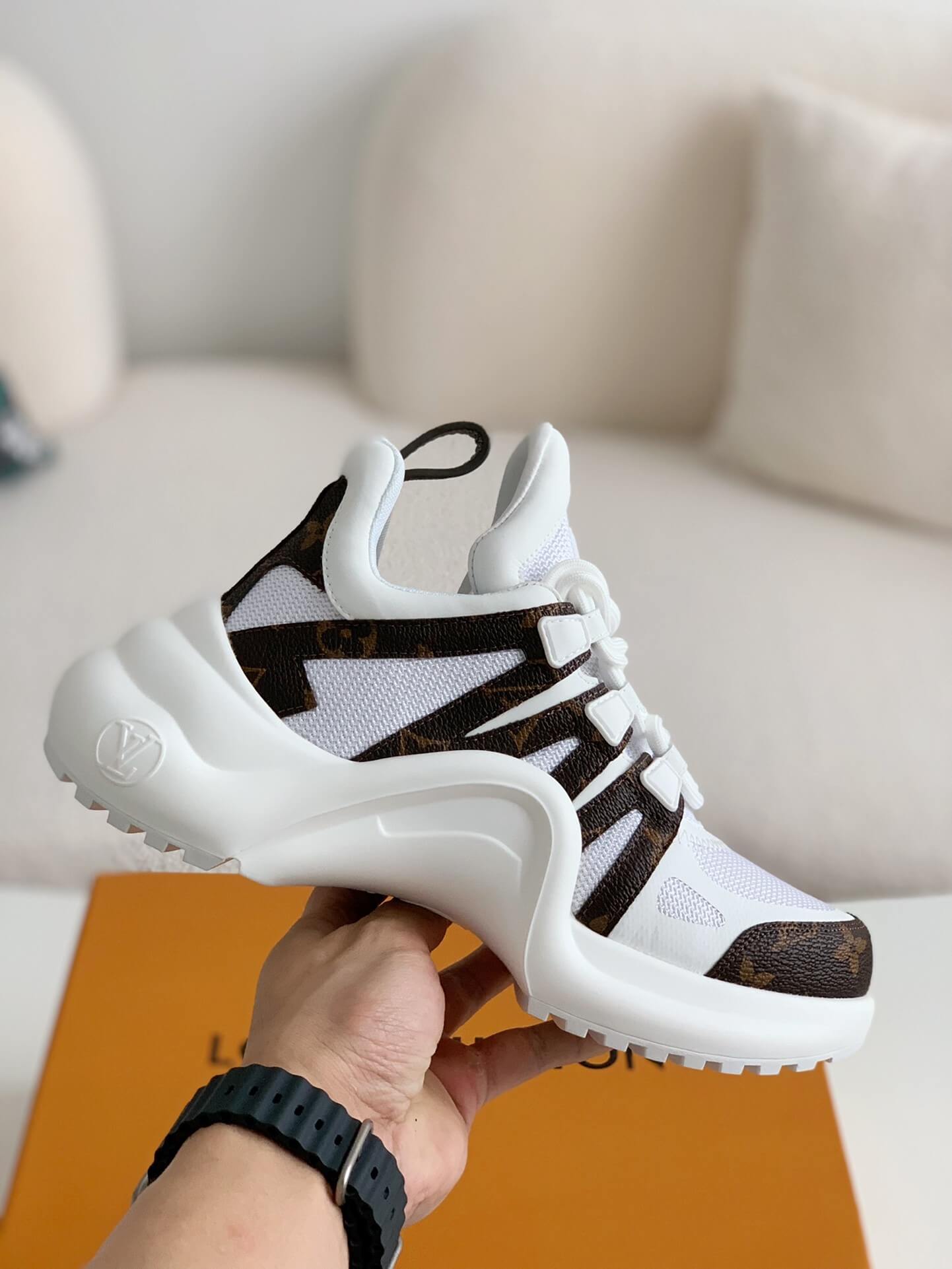 Louis Vuitton LV Archlight Sneaker – White Mesh & Monogram Canvas CUSTOM
