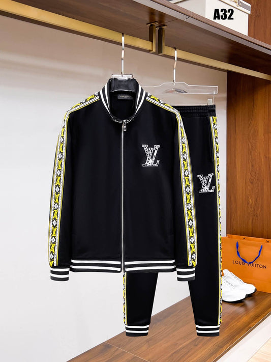 Louis Vuitton Oversized LV Patch Monogram Tape Tracksuit Black CUSTOM