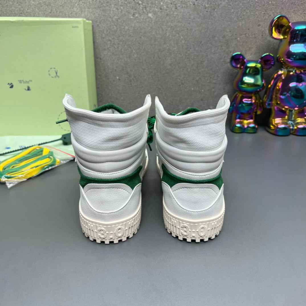 Off-White 3.0 Off Court  White Green High-Top Sneakers