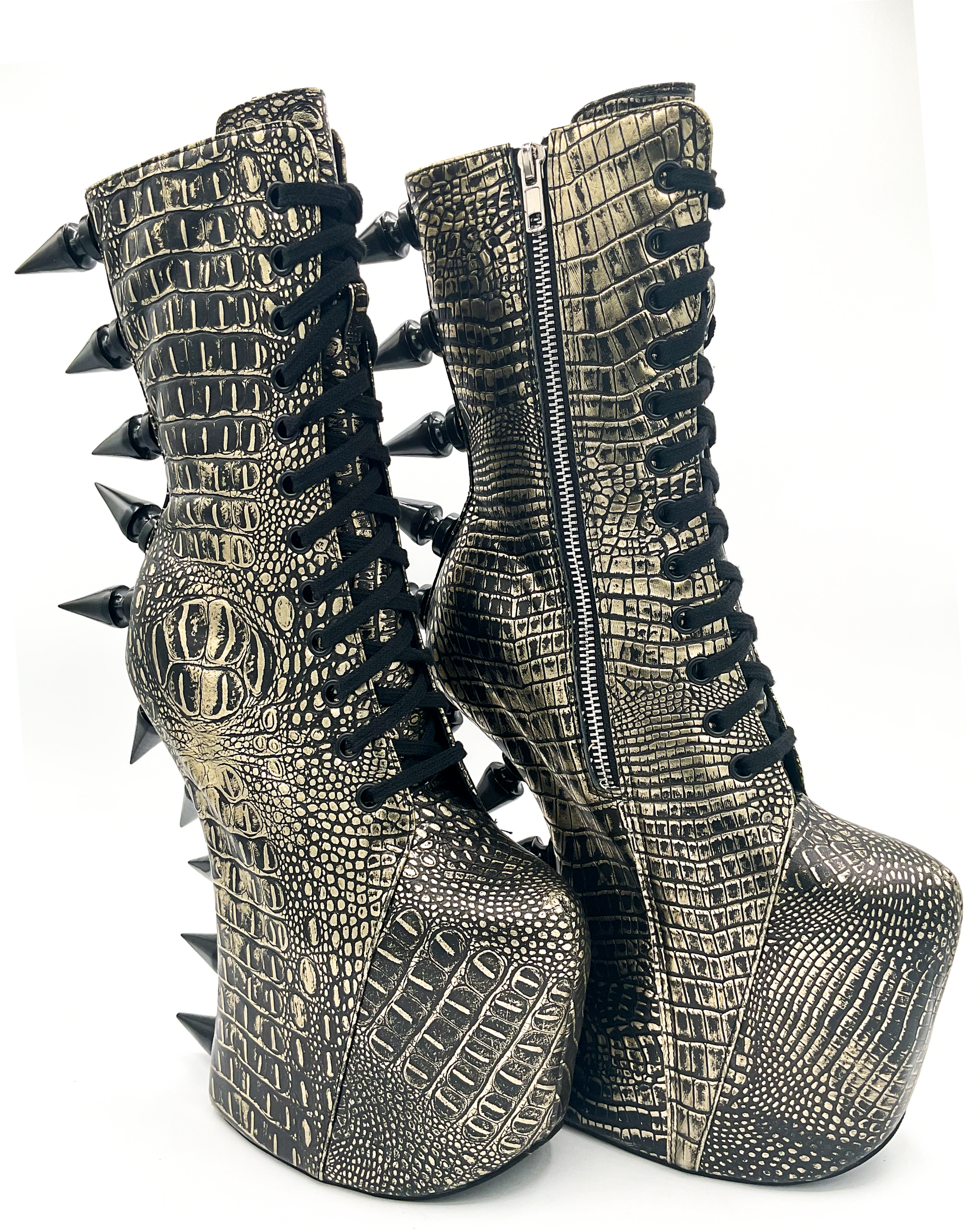 Prehistoric Gold Platform Boot Charla Tedrick