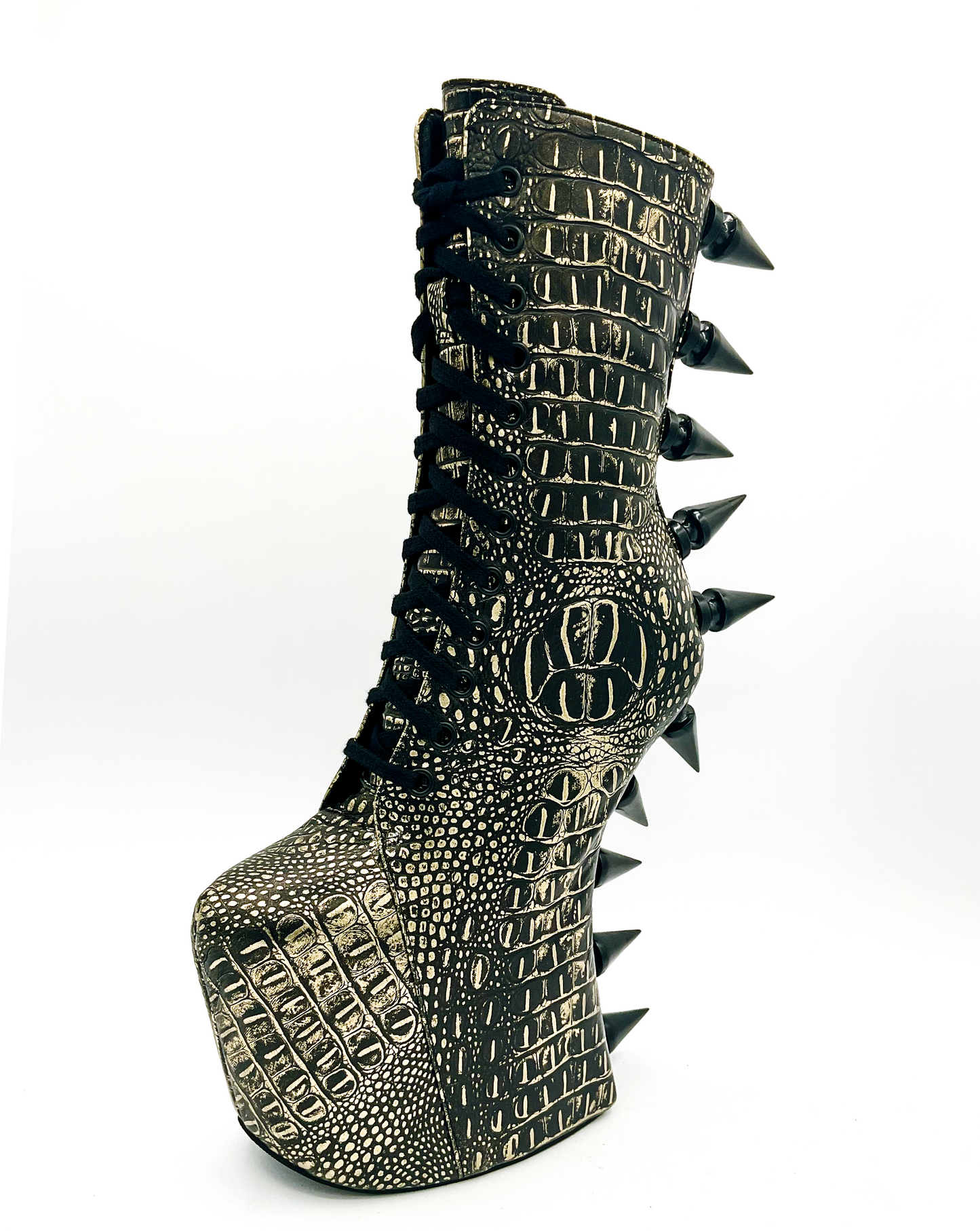 Prehistoric Gold Platform Boot Charla Tedrick