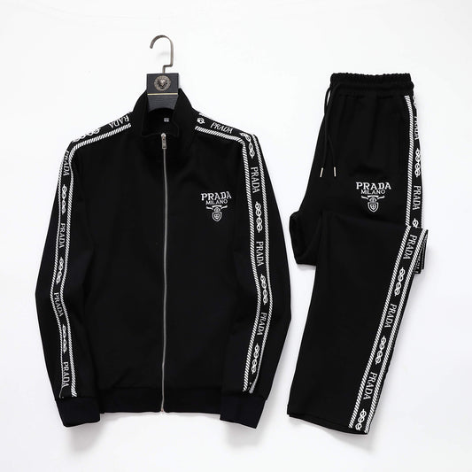 Prada Milano Logo Side Band Technical Jersey Jacket Black CUSTOM