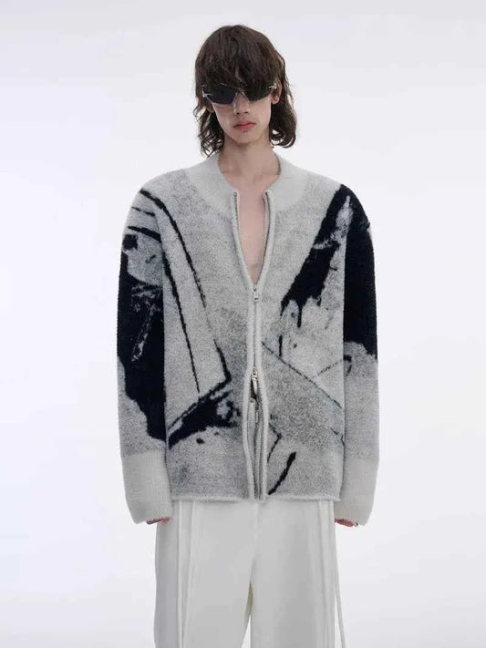 Elegant Relaxed Fit Contrast Color Knitted Sweater - Luxury Minimalist Colorblock Knit