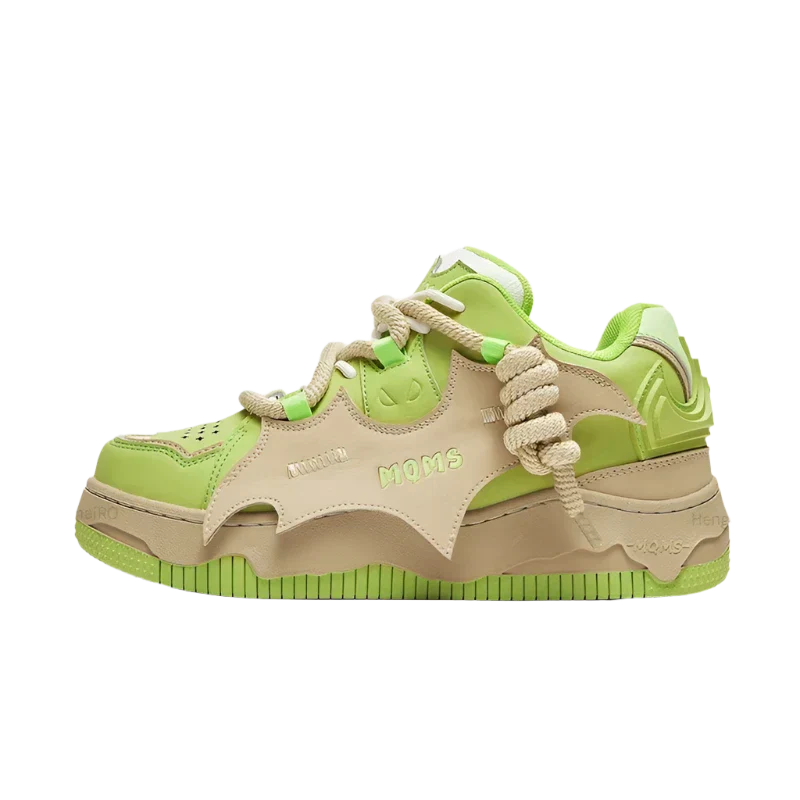 Side profile of Moms Velzard Moer shoes showing the layered bandage wrap detail