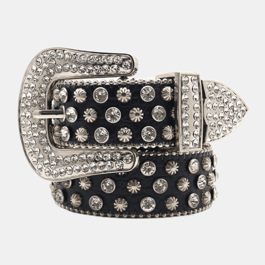 Midnight Spark Black Rhinestone Belt - Y2K Streetwear Accessory | LuxuryUrbanwear - Luxuryurbanwear