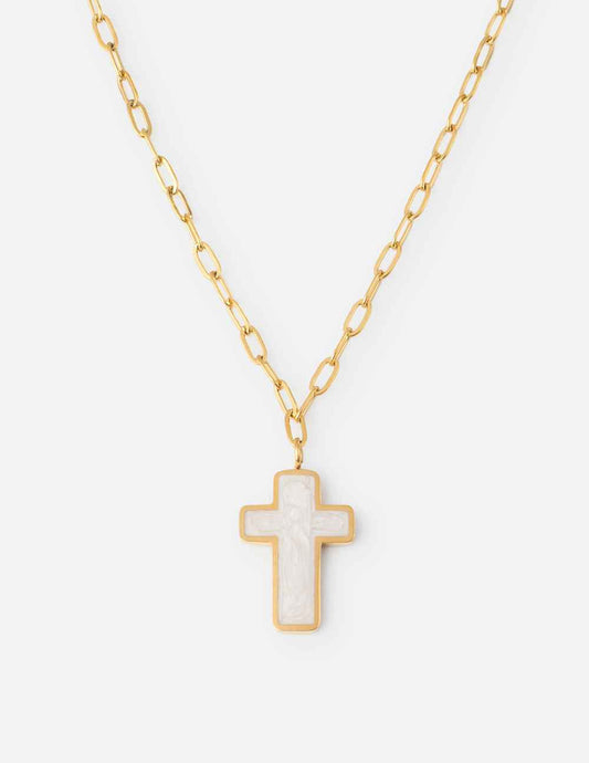 White Enamel Cross Necklace