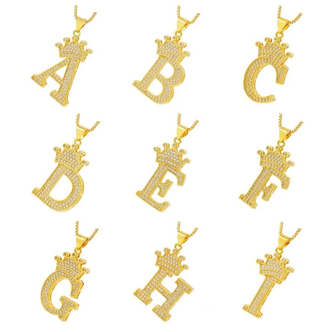 A-Z Alphabet Initial Crown Pendant Necklace DailySale