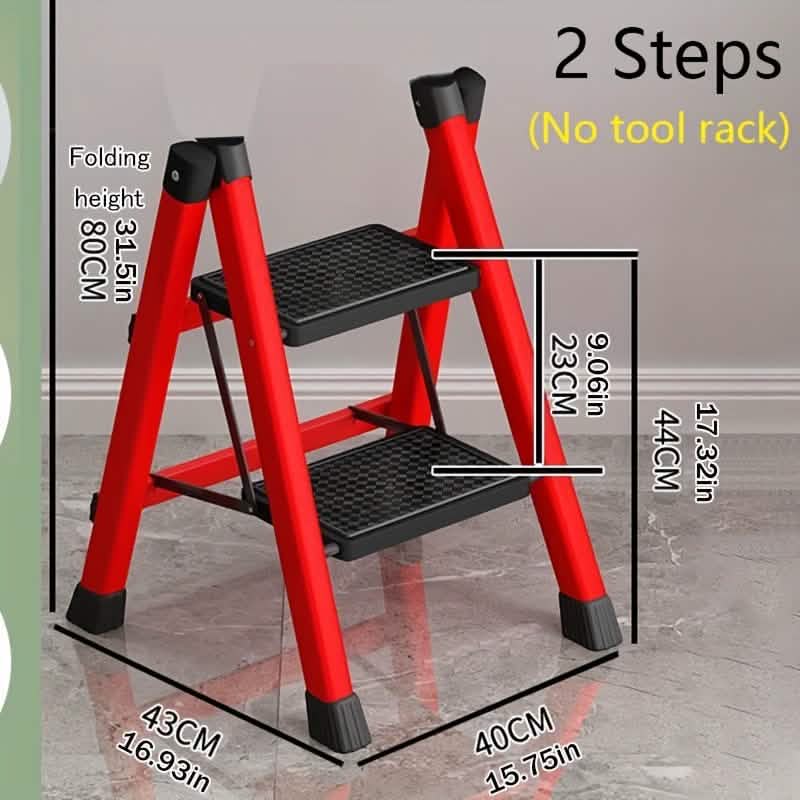Heavy-Duty 2-Step Folding Ladder – Metal A-Frame with Non-Slip Steps DailySale