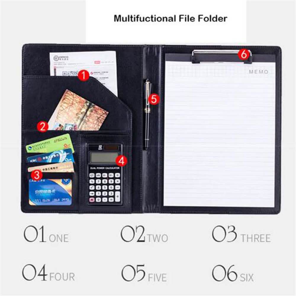 A4 Conference Folder Soft Leather Portfolio Organiser with Calculator DailySale