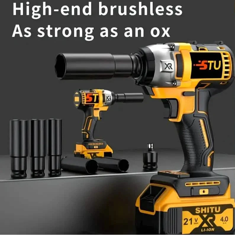 21V Cordless Brushless Impact Wrench Drill Kit – Lithium Drill + Battery x1, 4000mAh Battery, Toolbox & Accessories DailySale