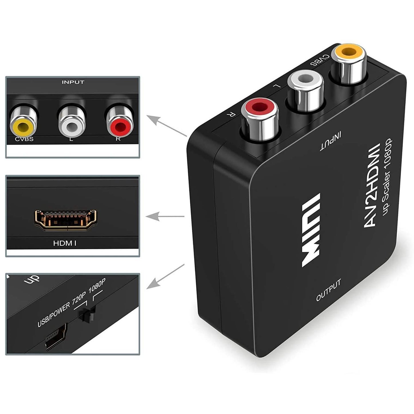 ABLEWE 1080P Mini RCA Composite CVBS Video Audio Converter Adapter DailySale