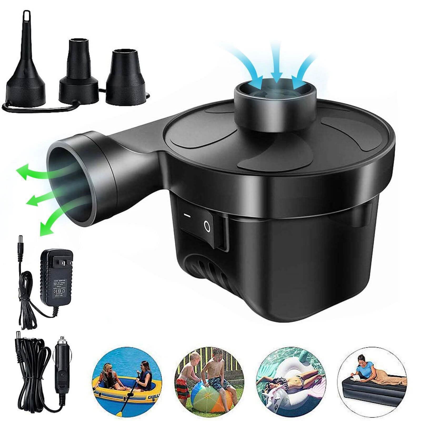 AC DC12V Electric Air Pump Inflator with 3 Nozzle DailySale