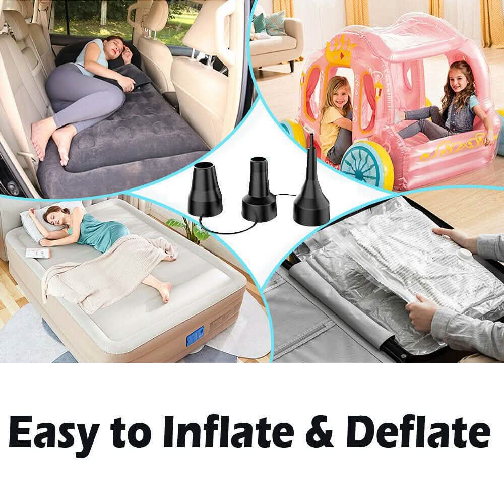 AC DC12V Electric Air Pump Inflator with 3 Nozzle DailySale