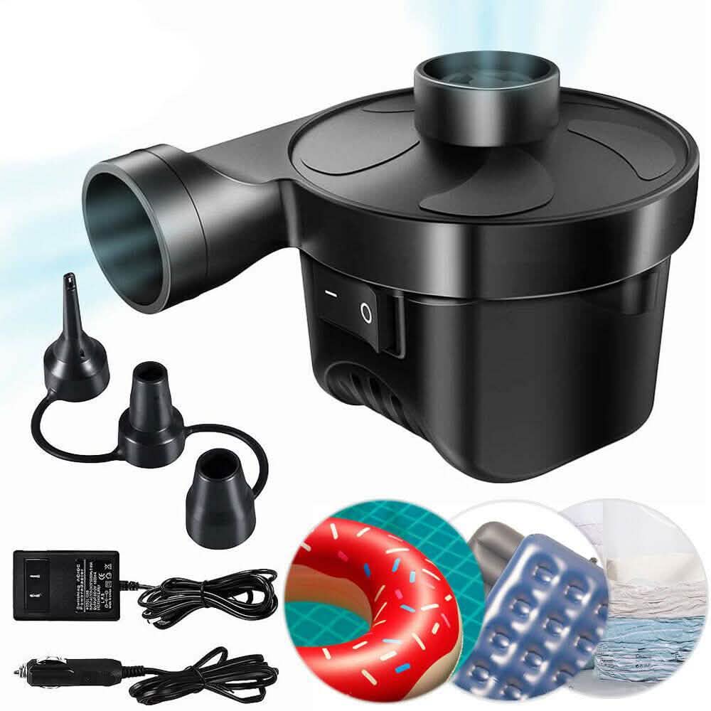 AC DC12V Electric Air Pump Inflator with 3 Nozzle DailySale