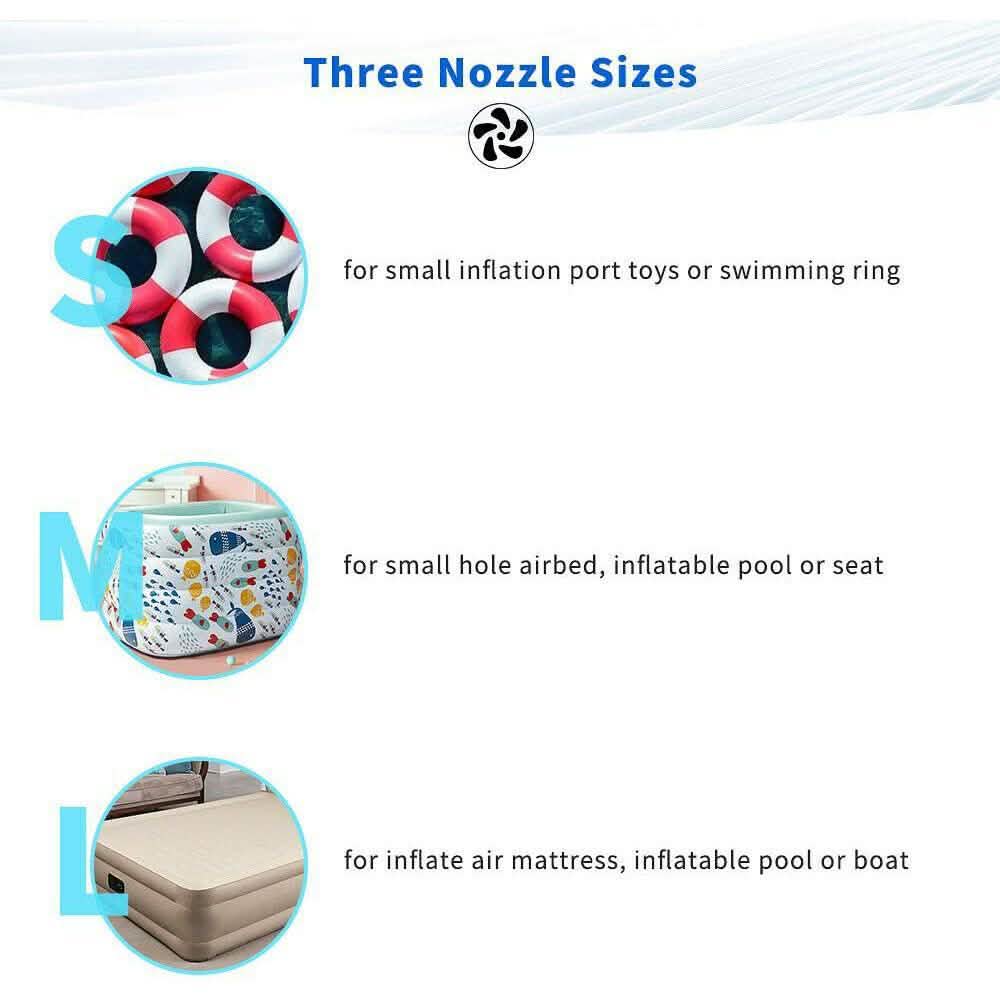 AC DC12V Electric Air Pump Inflator with 3 Nozzle DailySale