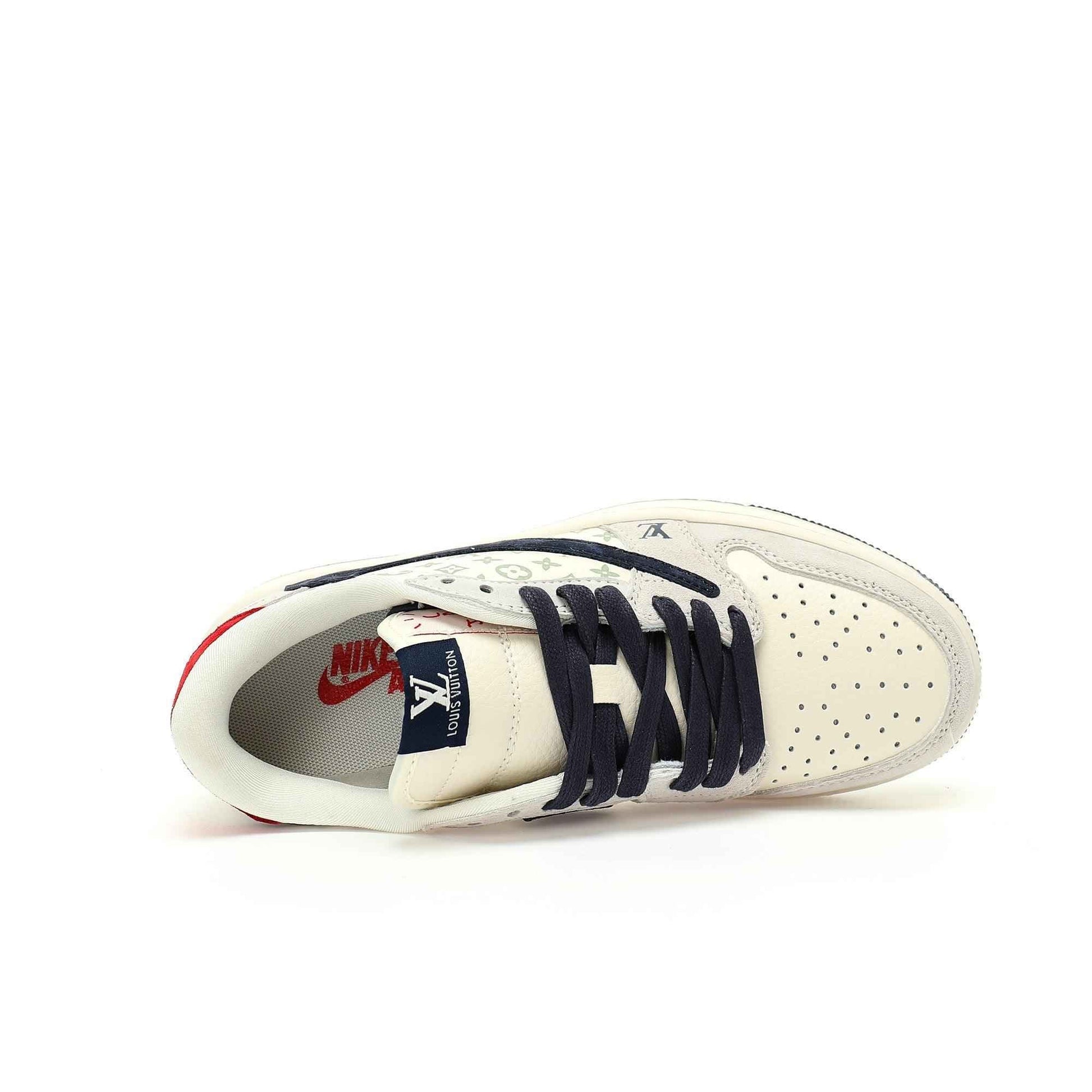 Custom Air Jordan 1 Low OG SP"Beige/Navy LV Monogram SneakerNational