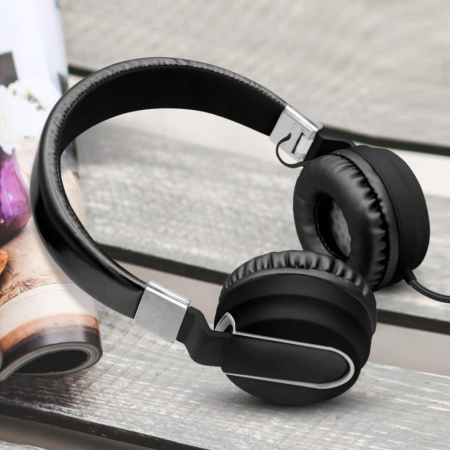 Adjustable Headband On-Ear Headphones with Built-in Mic DailySale
