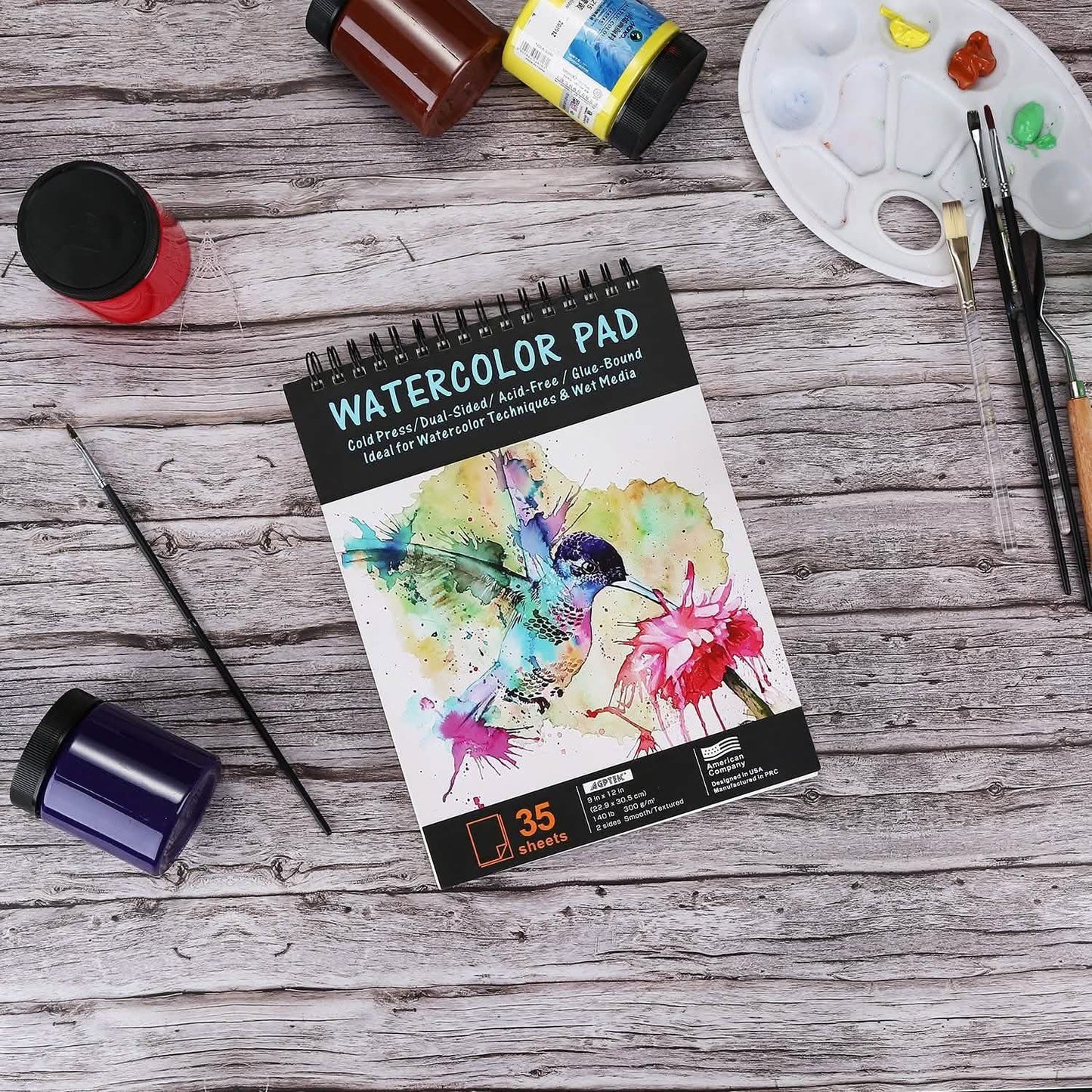 AGPtEk 12 inches 35 Sheets Watercolor Paper Pad DailySale