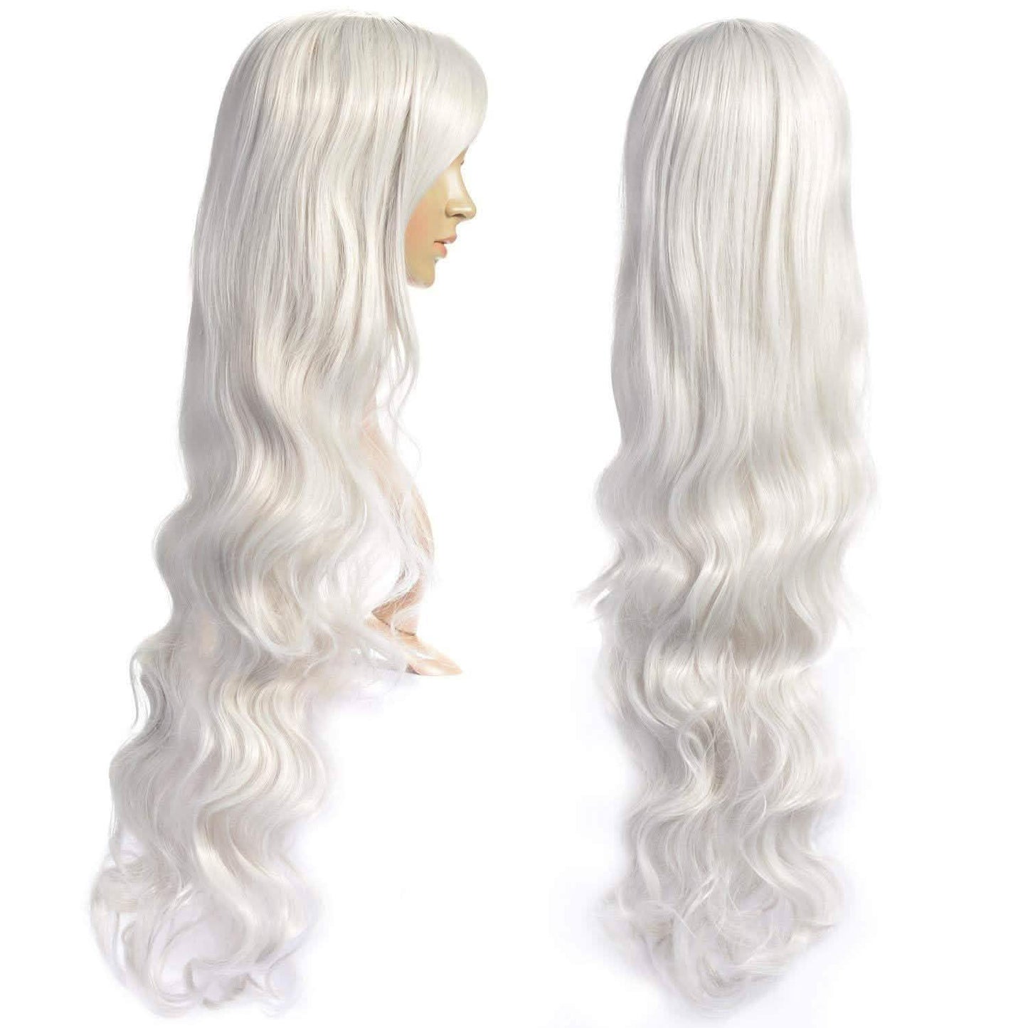 AGPTEK 33 Inch Heat Resistant Curly Wavy Long Silver Hair Wig DailySale
