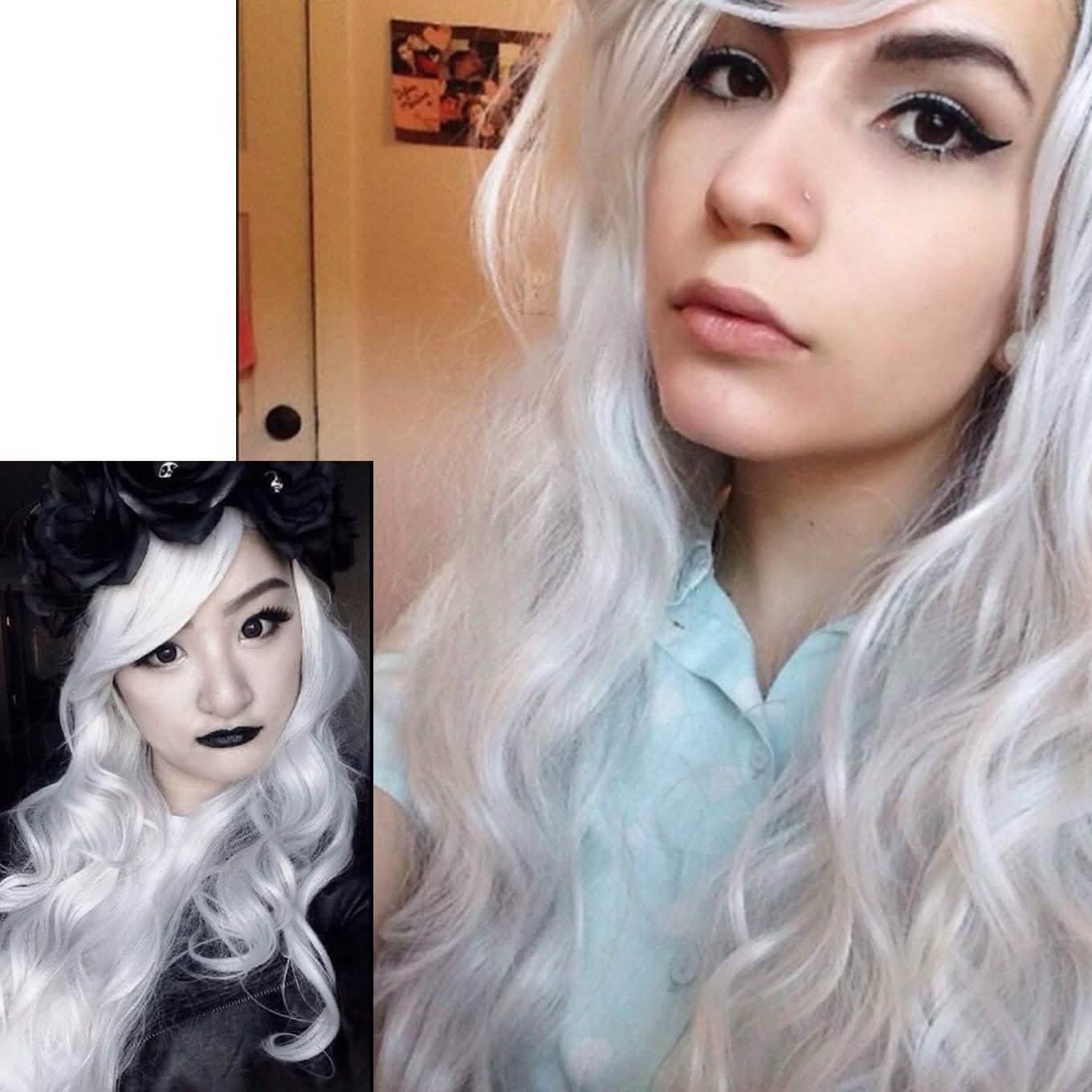 AGPTEK 33 Inch Heat Resistant Curly Wavy Long Silver Hair Wig DailySale
