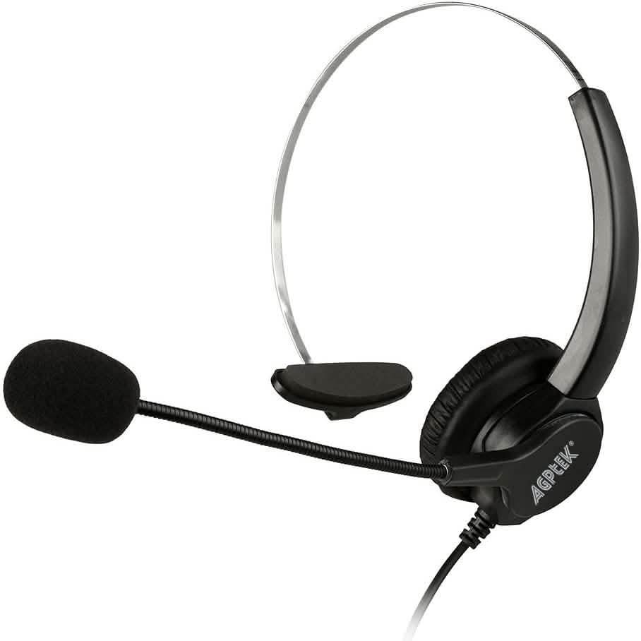 AGPtEK Call Center Hands-Free Noise Cancelling Corded Monaural Headset with Mic Mircrophone DailySale