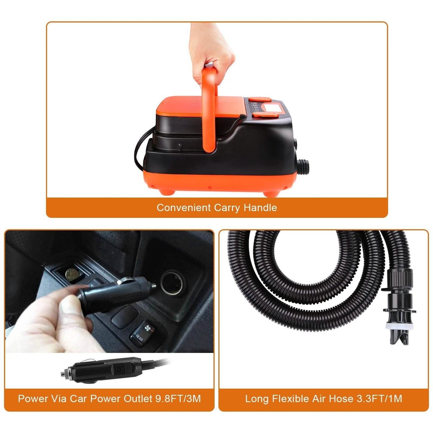 AGPtEK Electric Air Pump Digital 16PSI 12V Rechargeable SUP Electric Air Pump Compressor DailySale