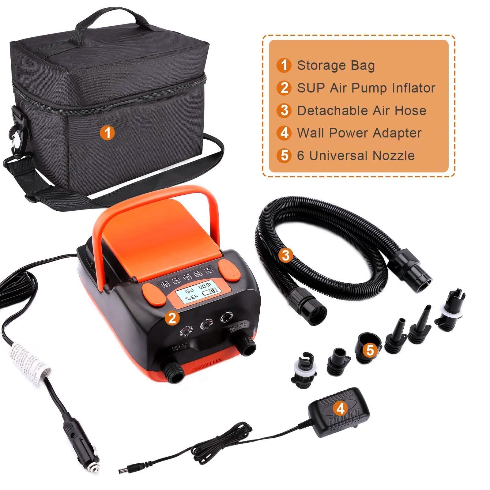 AGPtEK Electric Air Pump Digital 16PSI 12V Rechargeable SUP Electric Air Pump Compressor DailySale
