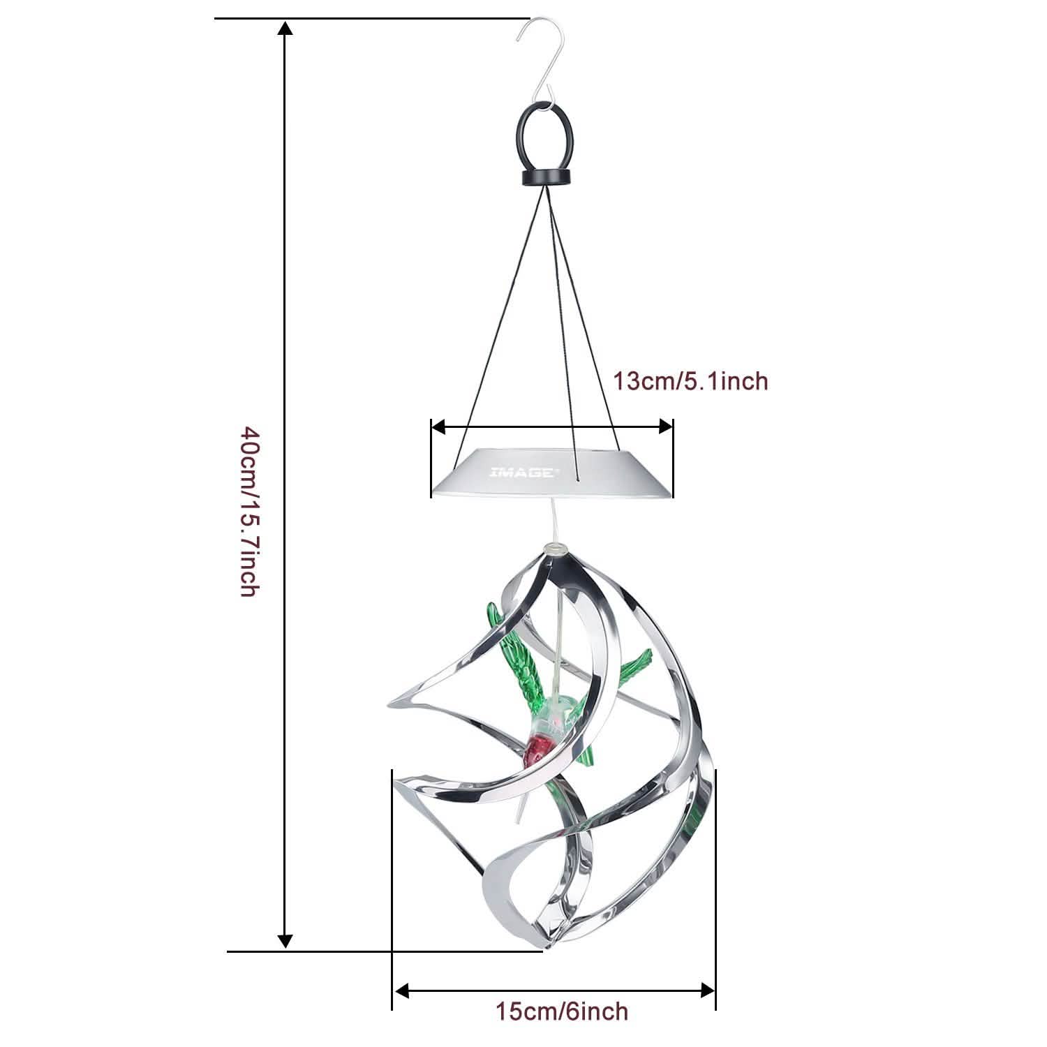 AGPtek Hummingbird Win Wind Chime Color Changing Solar Hanging Lights DailySale