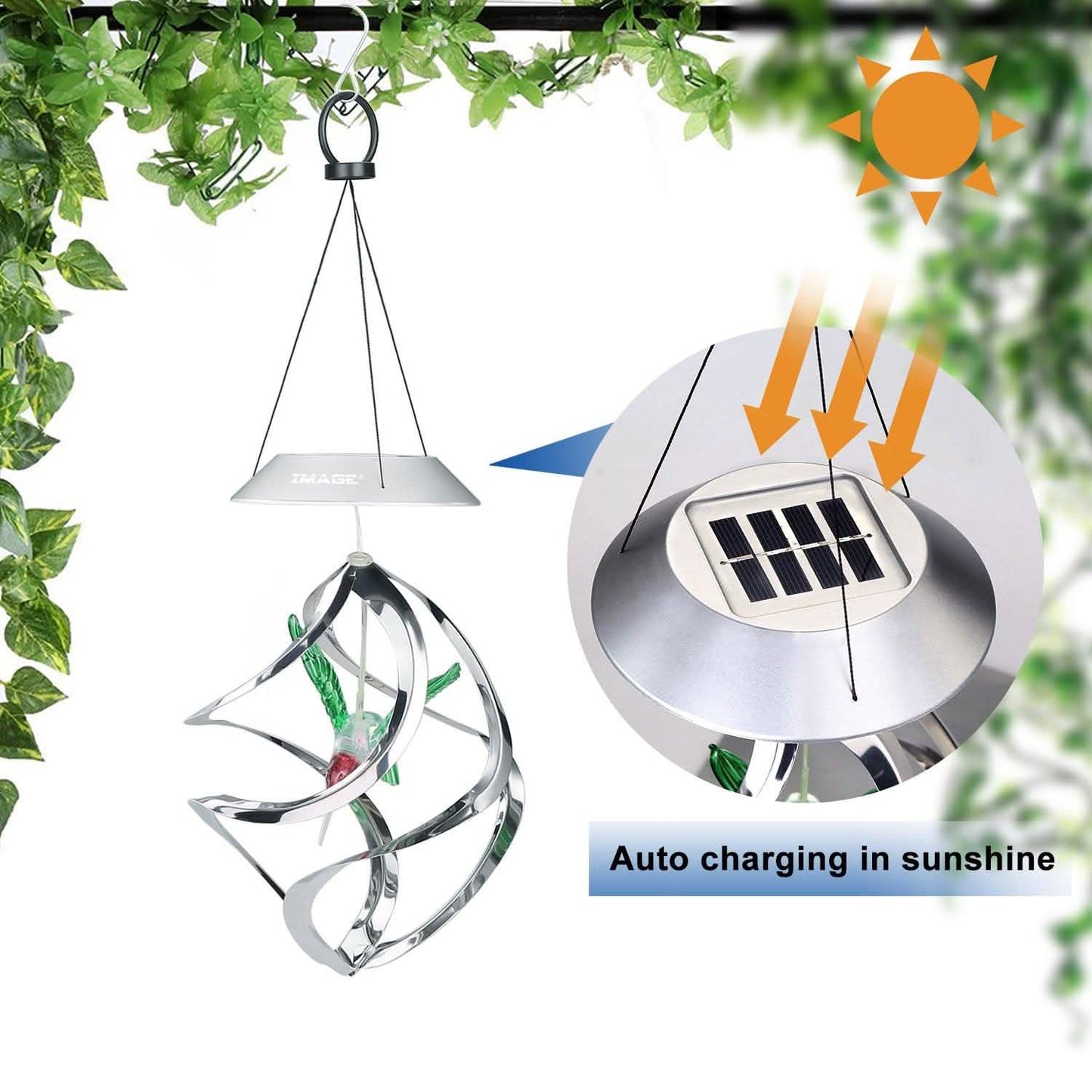 AGPtek Hummingbird Win Wind Chime Color Changing Solar Hanging Lights DailySale