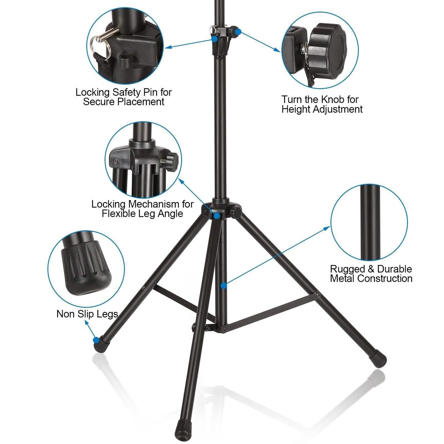 AGPtEK Microphone Stand Wind Screen Bracket with Adjustable Non-slip Tripod Base DailySale