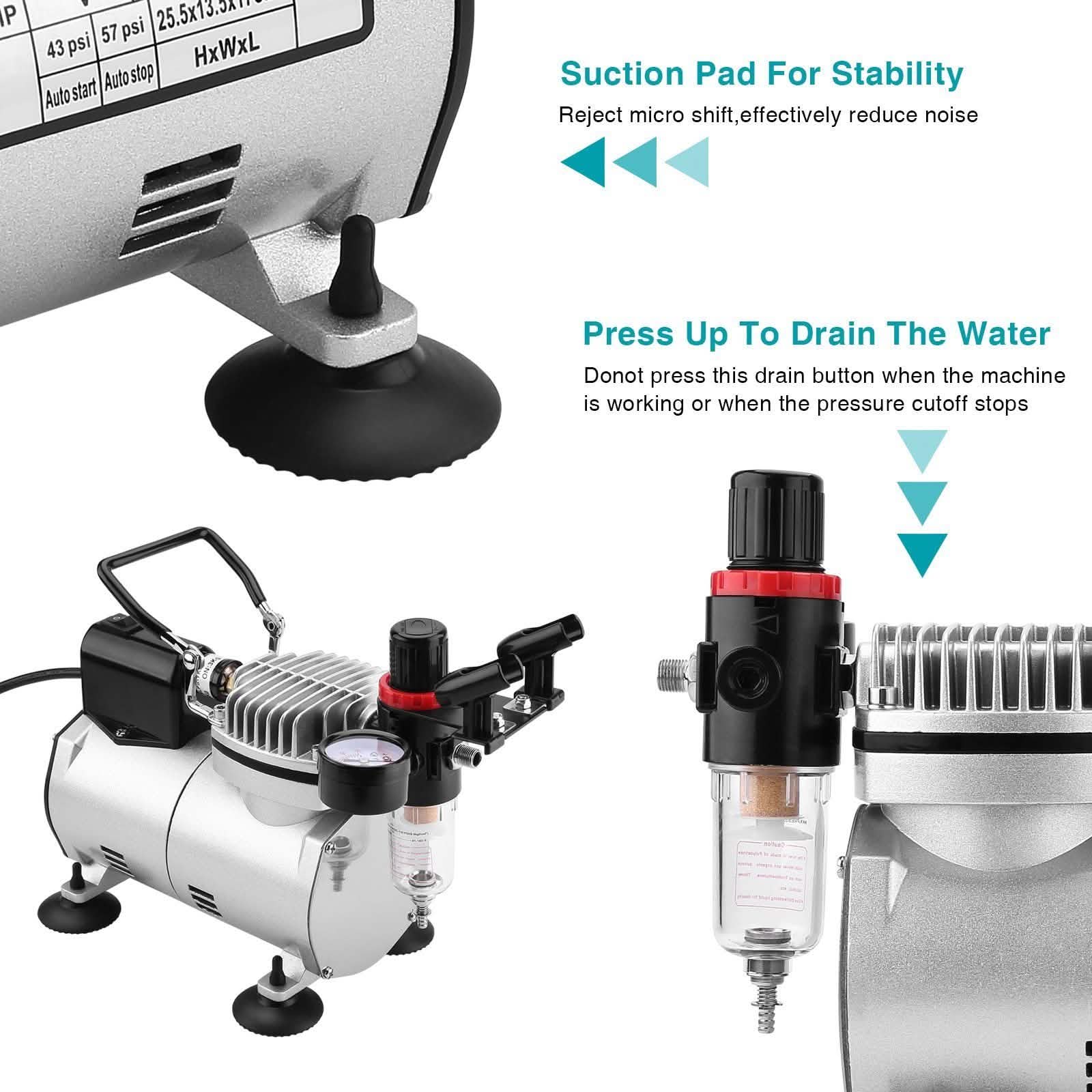 Airbrush Compressor Kit with 6ft Air Hose and Airbrush Holder DailySale