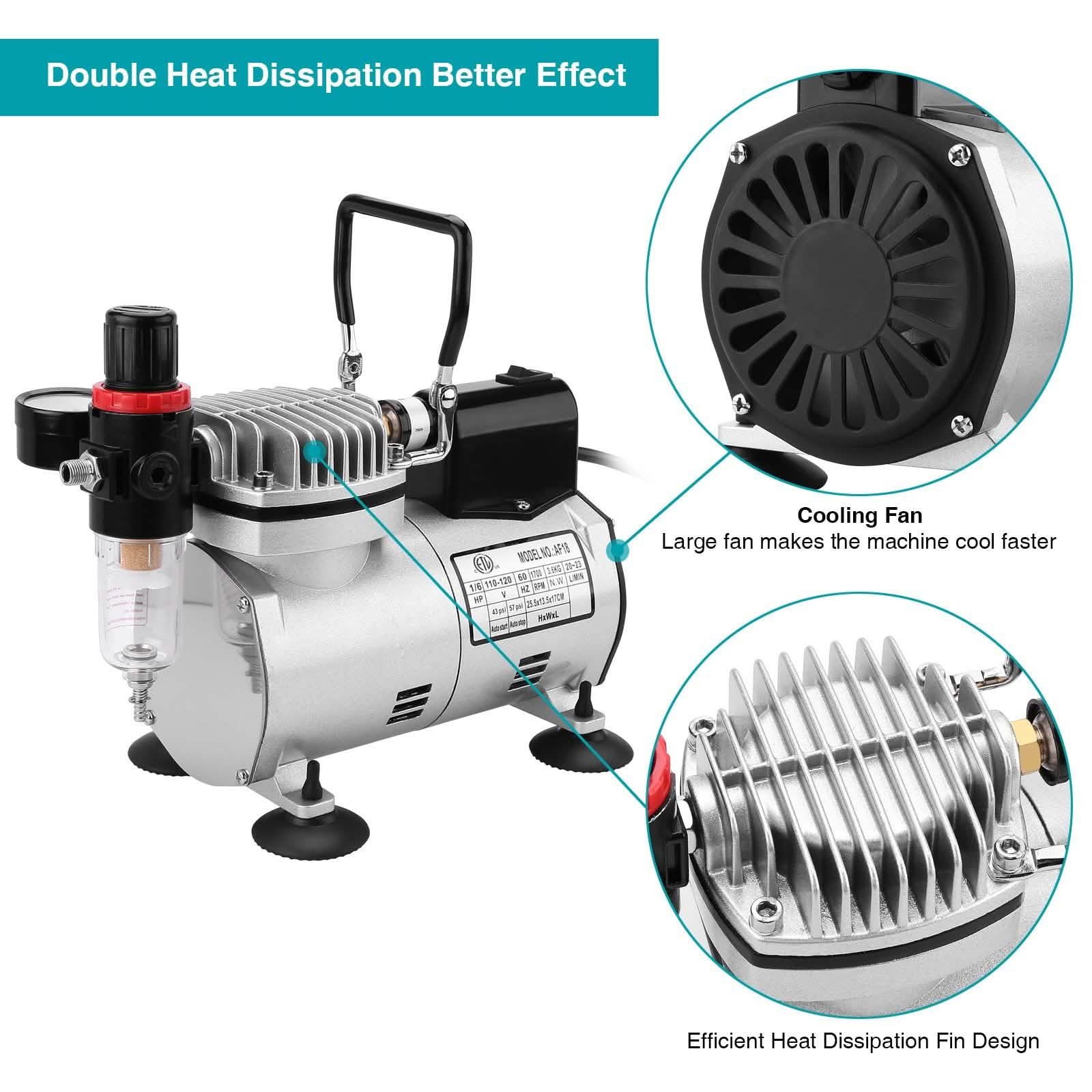 Airbrush Compressor Kit with 6ft Air Hose and Airbrush Holder DailySale
