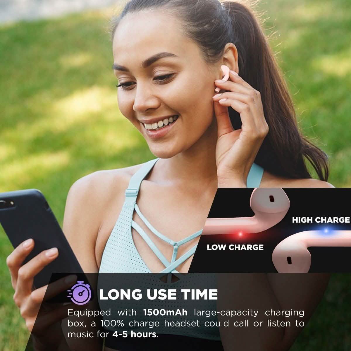 Airbuds Wireless Bluetooth Earphones with Charging Case and Bonus Qi Charging Mat DailySale