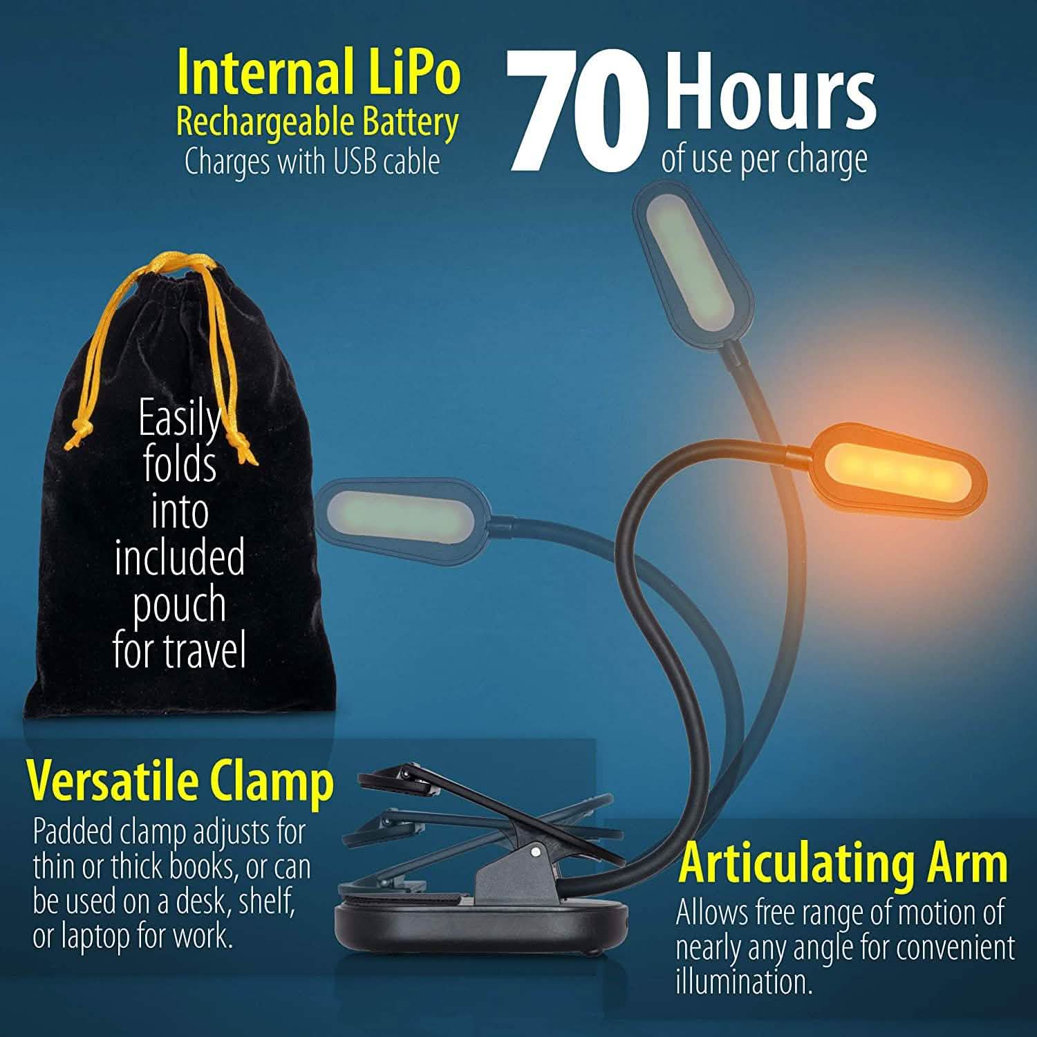 All in One Rechargeable Book Light Kit DailySale