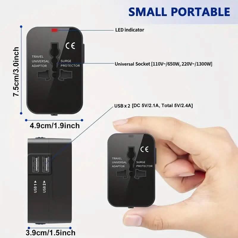 All-in-One Universal Travel Charger with Dual USB Charging Ports DailySale