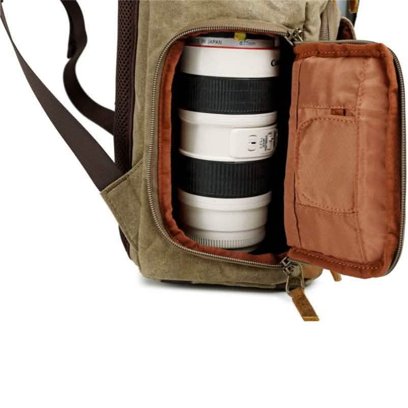 Allacki Waterproof Shock-Resistant Canvas Camera Bag Retro Style Travel Backpack DailySale