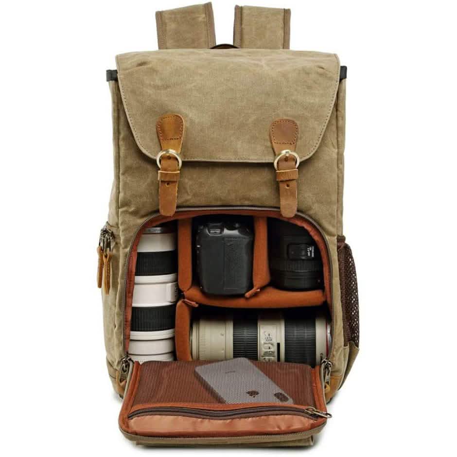 Allacki Waterproof Shock-Resistant Canvas Camera Bag Retro Style Travel Backpack DailySale