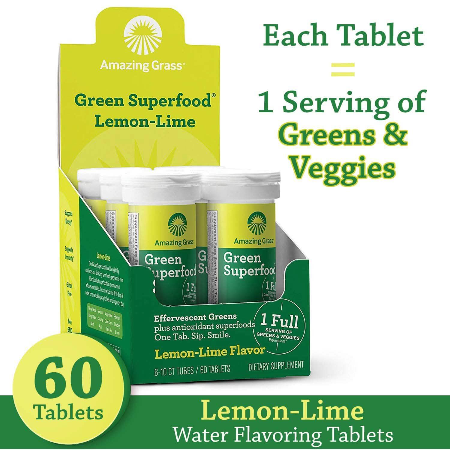 Amazing Grass Green Superfood Water Flavoring Tablet with Antioxidants and Alkalizing Greens DailySale