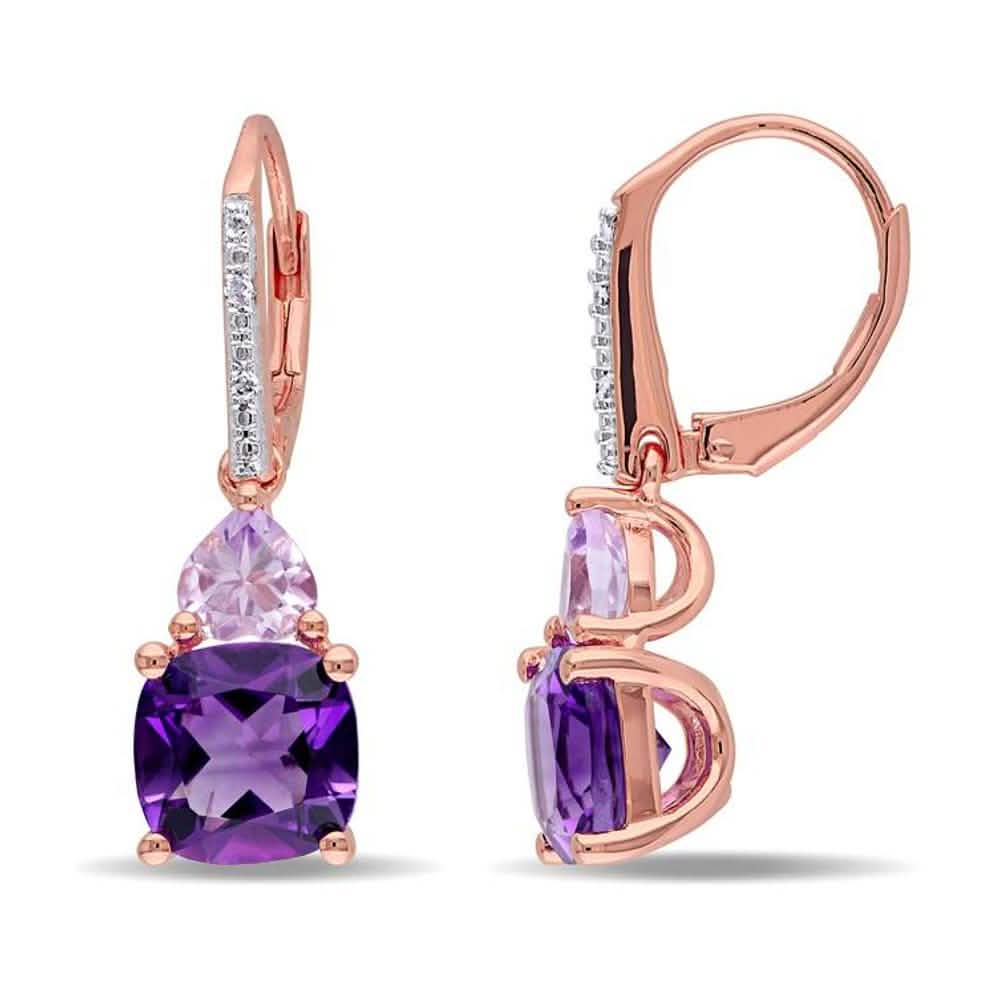 Amethyst and Tanzanite Duo Stone Dangling Leverback Earrings DailySale