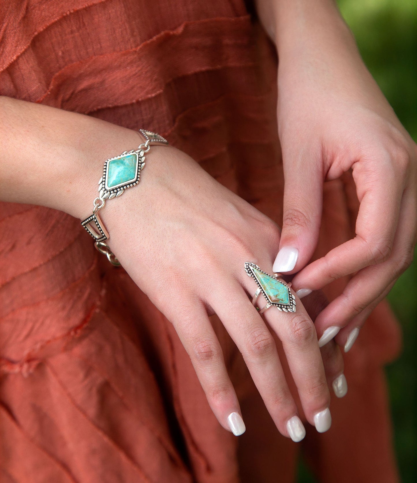 Anemone Blue Turquoise and Sterling Silver Statement Ring Barse Jewelry