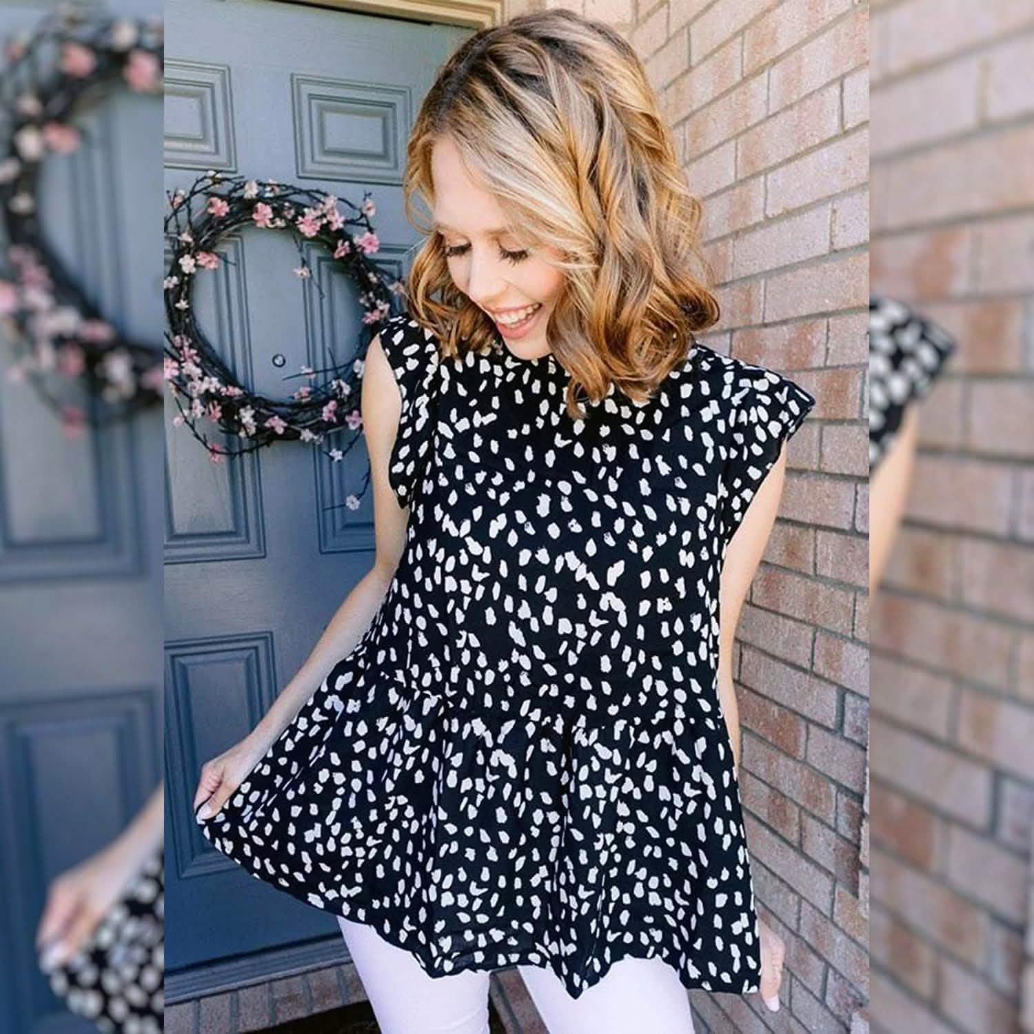 Angashion Women's Casual Floral Print Babydoll Blouse Tunic Tops DailySale