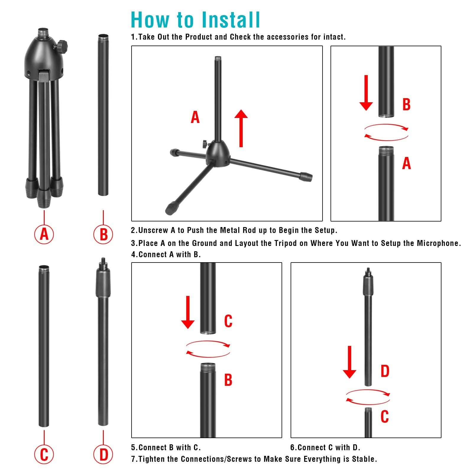Anti-slip Tripod Condenser Microphone Stand DailySale