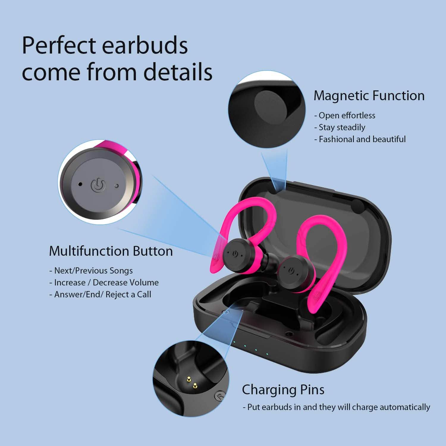 APEKX Bluetooth Headphones True Wireless Earbuds with Charging Case DailySale