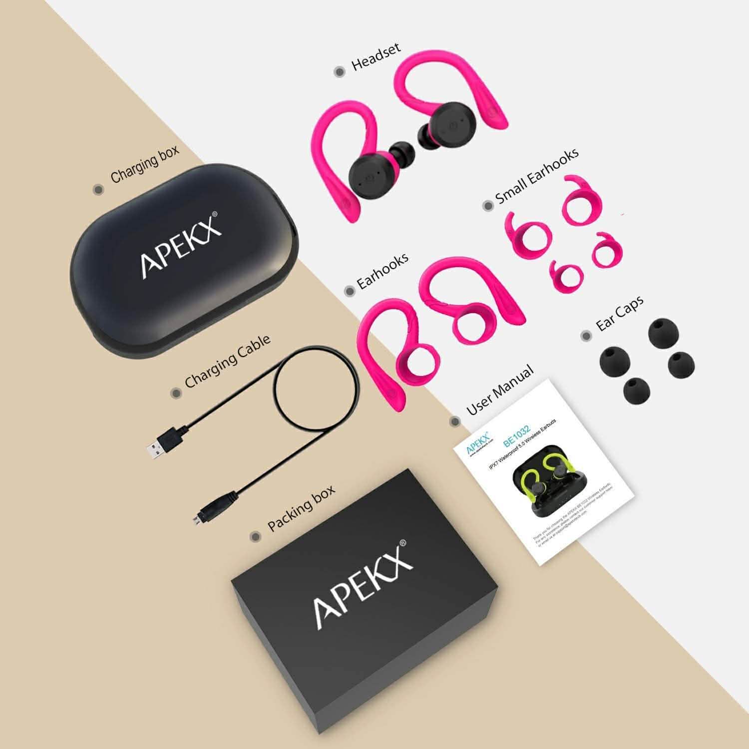 APEKX Bluetooth Headphones True Wireless Earbuds with Charging Case DailySale