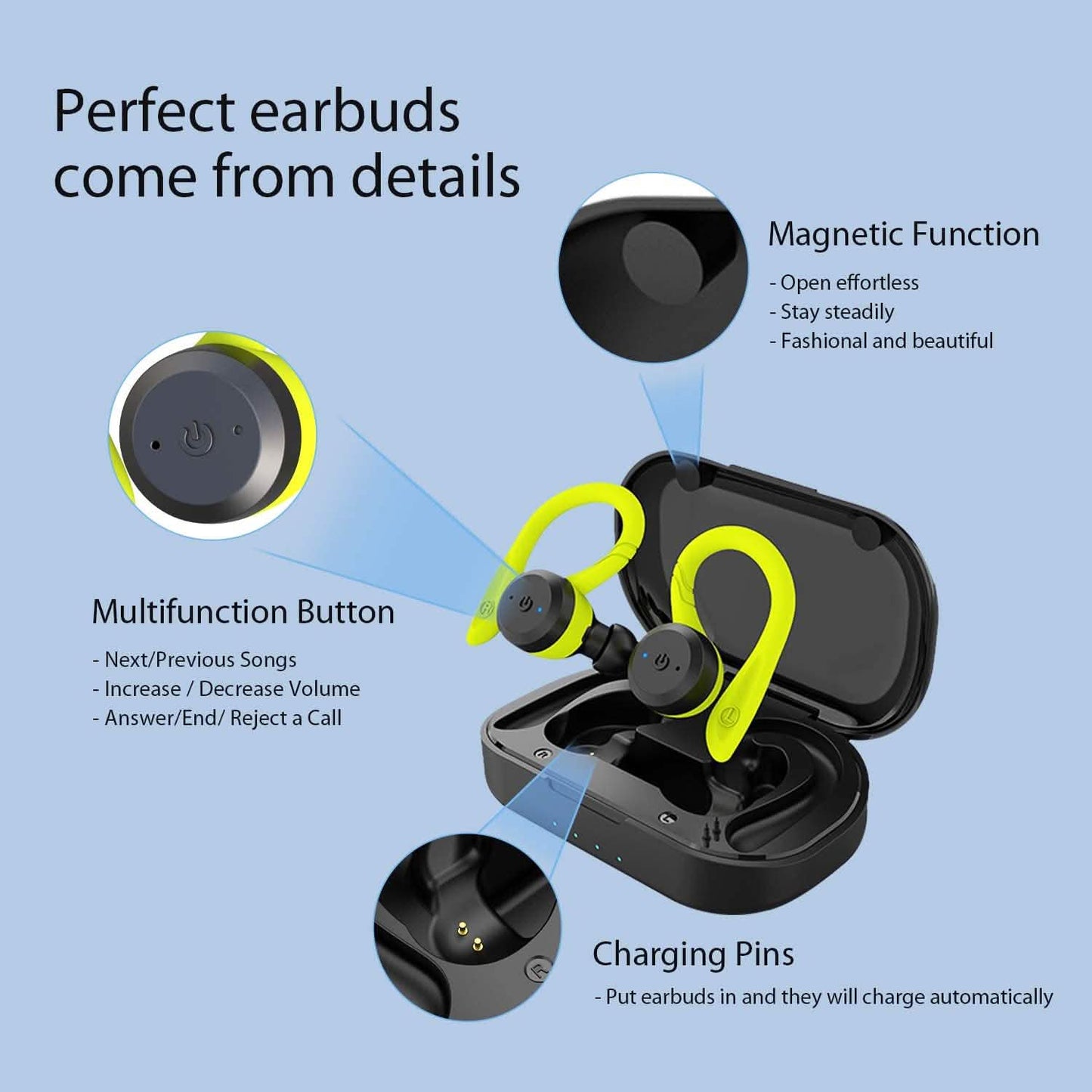 APEKX Bluetooth Headphones True Wireless Earbuds with Charging Case DailySale