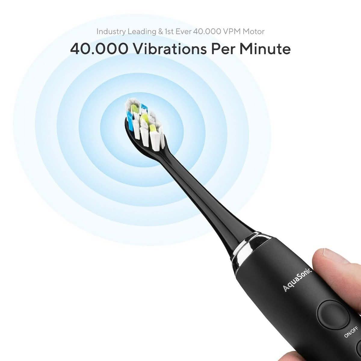 AquaSonic Black Series Pro Ultra Whitening 40,000 VPM Rechargeable Electric Toothbrush DailySale