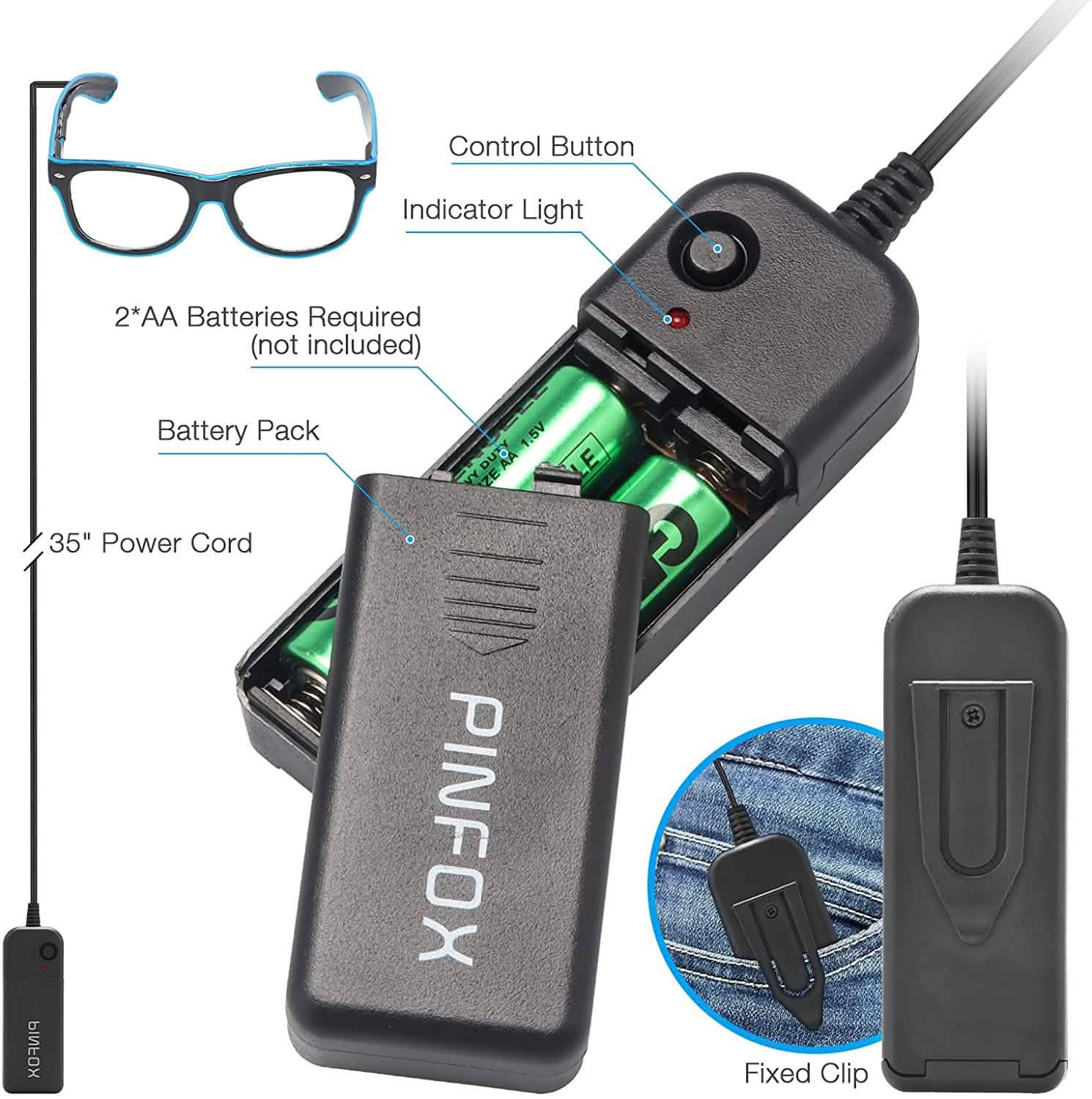 Aquat Light up EL Wire Neon Rave Glasses DailySale