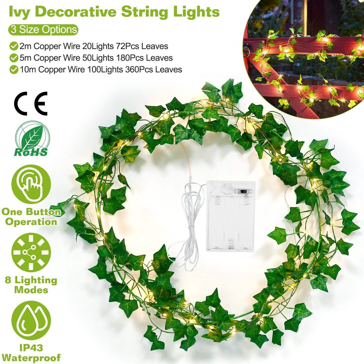Artificial Ivy Leaves String Lights DailySale