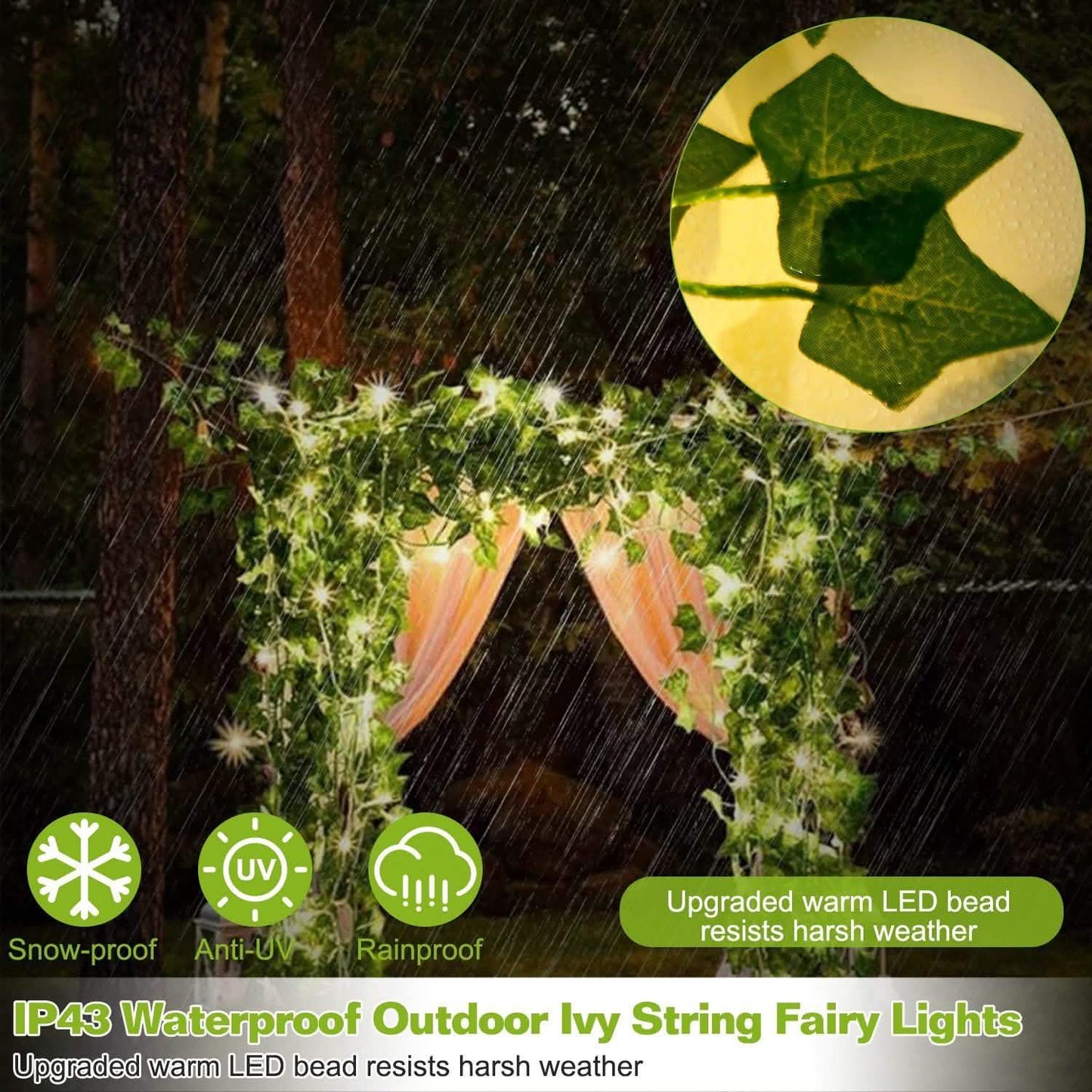 Artificial Ivy Leaves String Lights DailySale