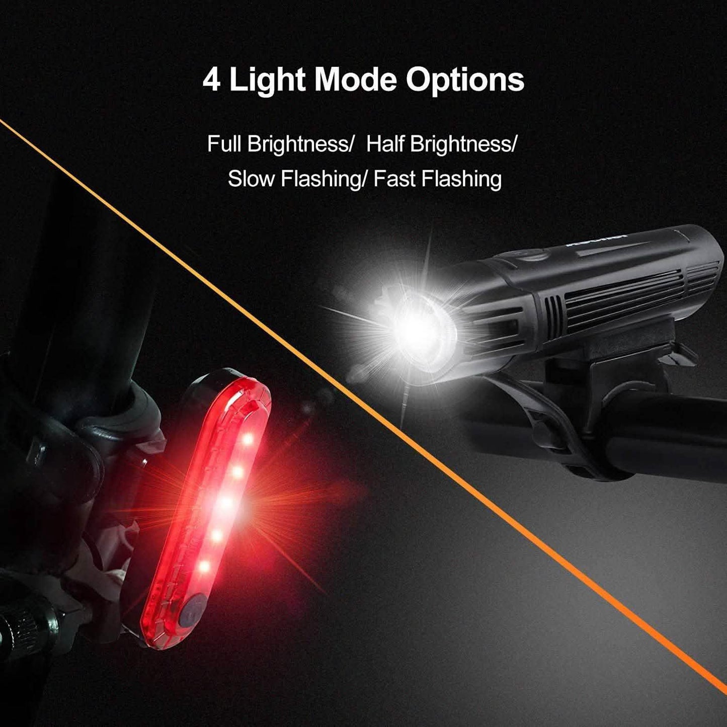 Ascher Ultra Bright USB Rechargeable Bike Light Set DailySale